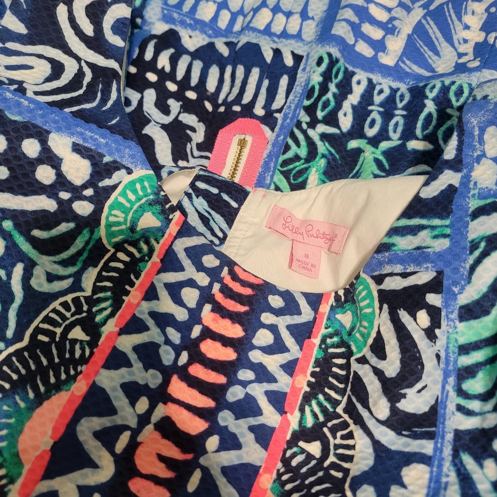 Lilly Pulitzer Shift Dress-blue teal neon pink - Picture 5 of 11